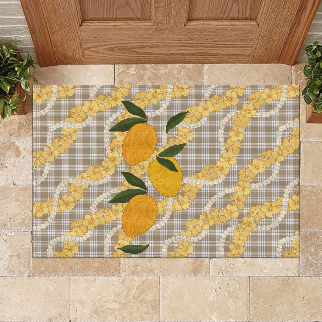 Maku'e Hawaiian Mango Palaka Rubber Doormat Aloha Hibiscus Pikake Lei LT9 Brown - Polynesian Pride