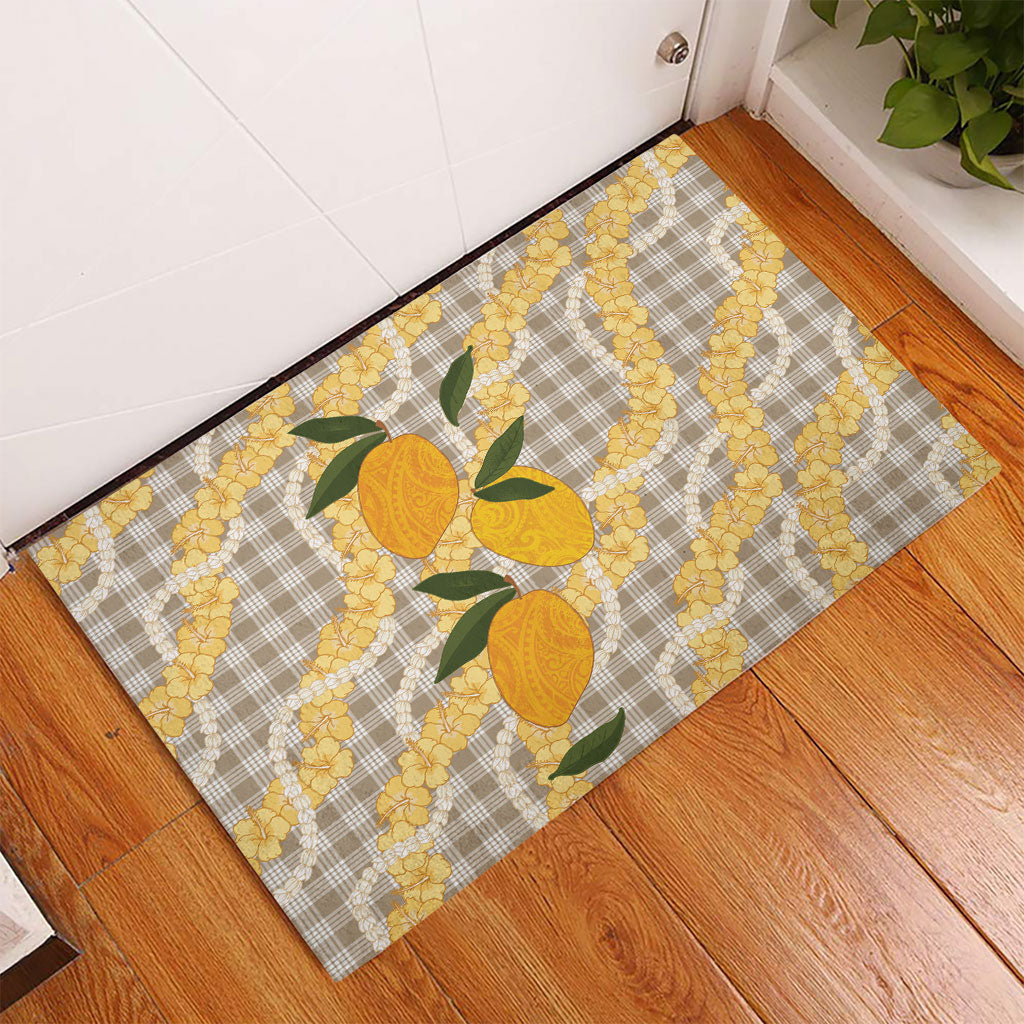 Maku'e Hawaiian Mango Palaka Rubber Doormat Aloha Hibiscus Pikake Lei LT9 - Polynesian Pride