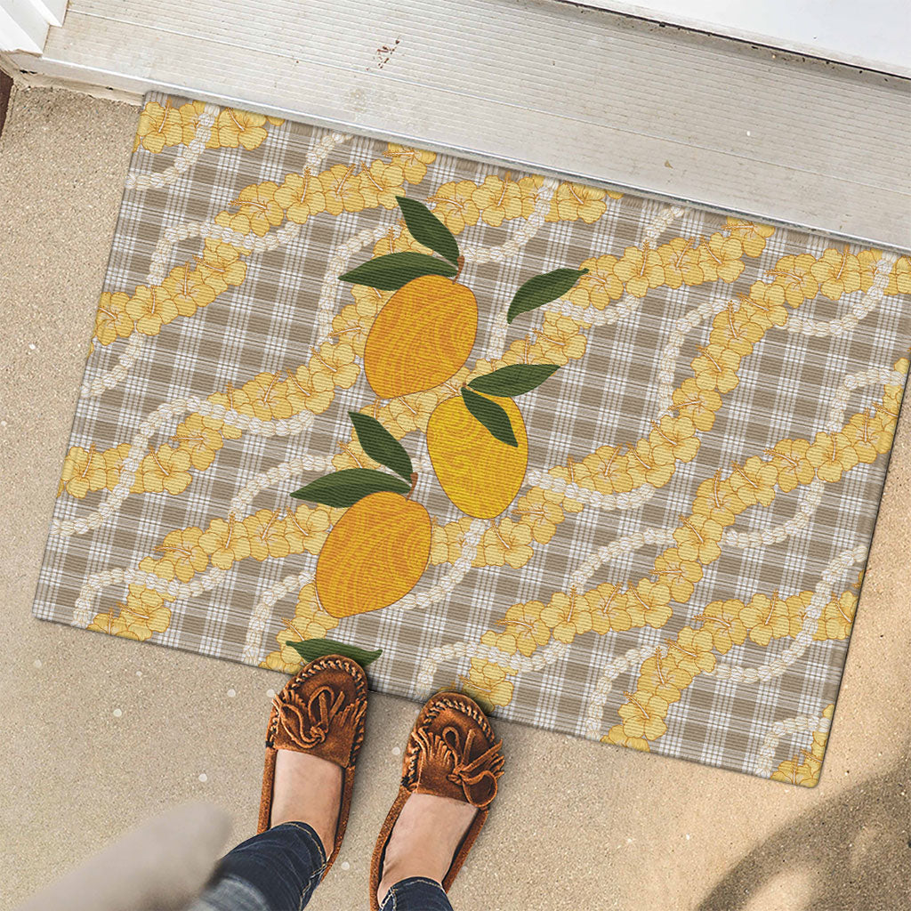 Maku'e Hawaiian Mango Palaka Rubber Doormat Aloha Hibiscus Pikake Lei LT9 - Polynesian Pride