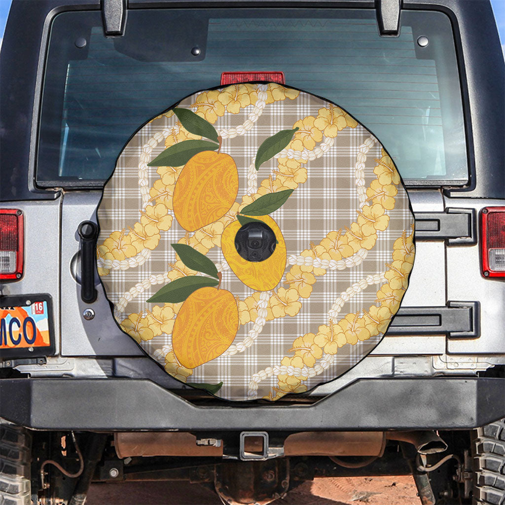 Maku'e Hawaiian Mango Palaka Spare Tire Cover Aloha Hibiscus Pikake Lei LT9 Brown - Polynesian Pride