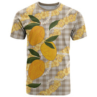 Maku'e Hawaiian Mango Palaka T Shirt Aloha Hibiscus Pikake Lei LT9 Brown - Polynesian Pride