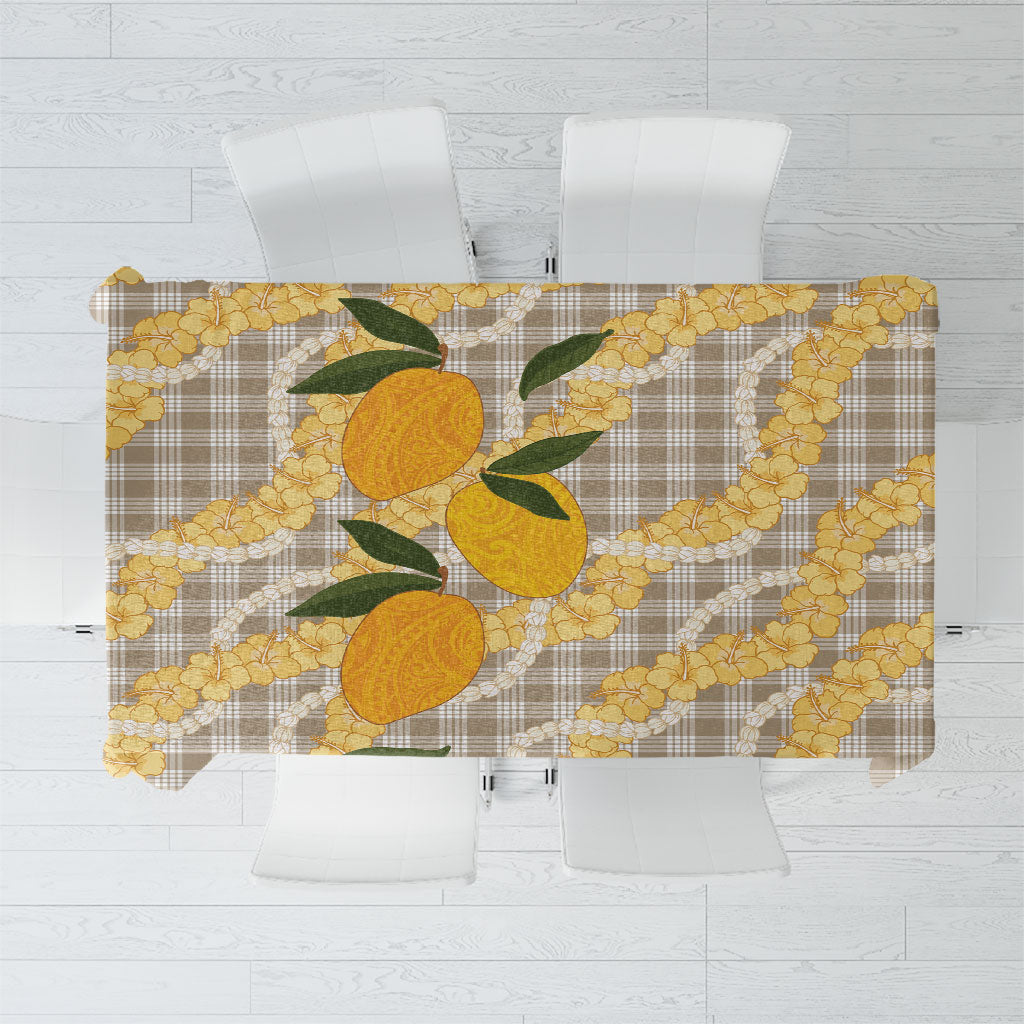Maku'e Hawaiian Mango Palaka Tablecloth Aloha Hibiscus Pikake Lei LT9 Brown - Polynesian Pride