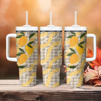 Maku'e Hawaiian Mango Palaka Tumbler With Handle Aloha Hibiscus Pikake Lei LT9 - Polynesian Pride