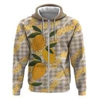 Maku'e Hawaiian Mango Palaka Zip Hoodie Aloha Hibiscus Pikake Lei LT9 Zip Hoodie Brown - Polynesian Pride