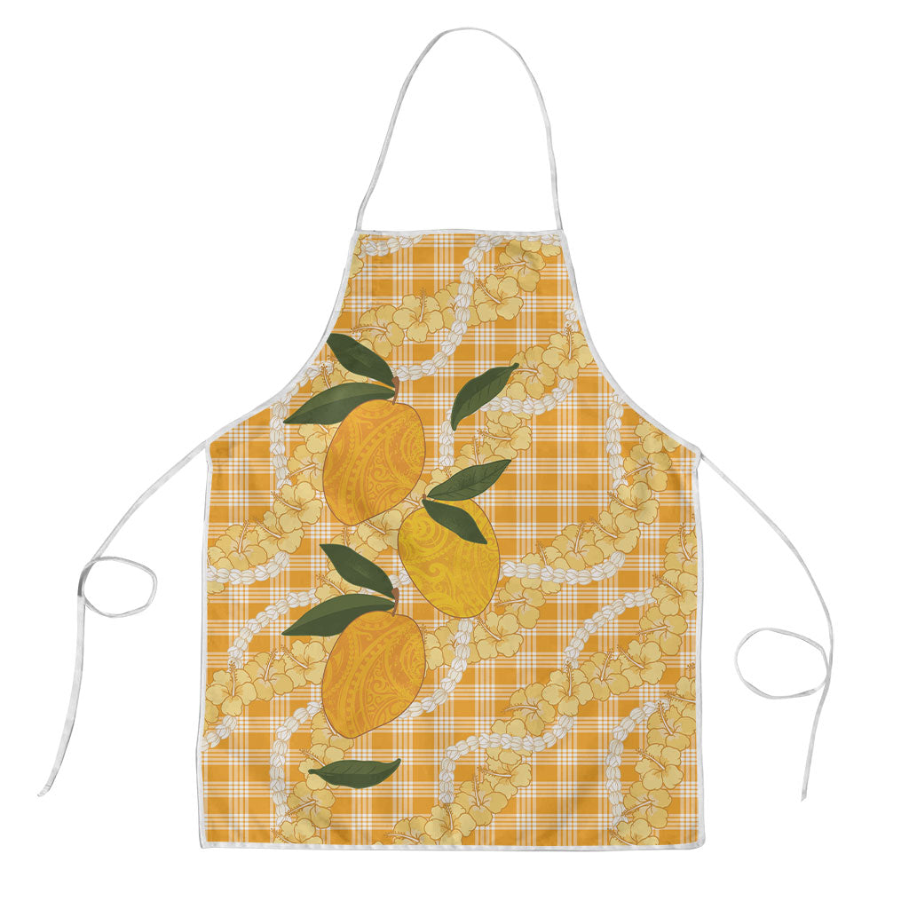 Alani Hawaiian Mango Palaka Apron Aloha Hibiscus Pikake Lei LT9 Orange - Polynesian Pride