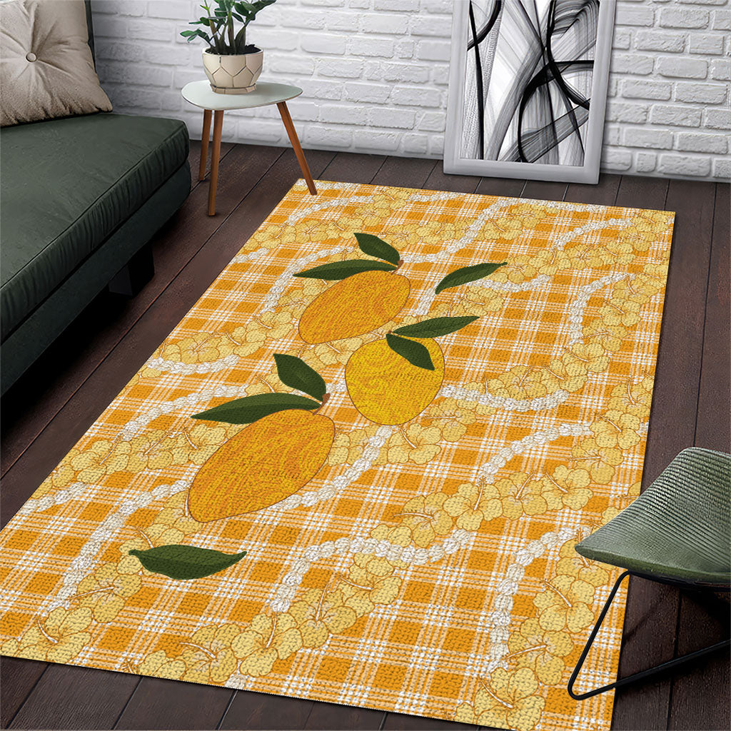 Alani Hawaiian Mango Palaka Area Rug Aloha Hibiscus Pikake Lei LT9 Orange - Polynesian Pride