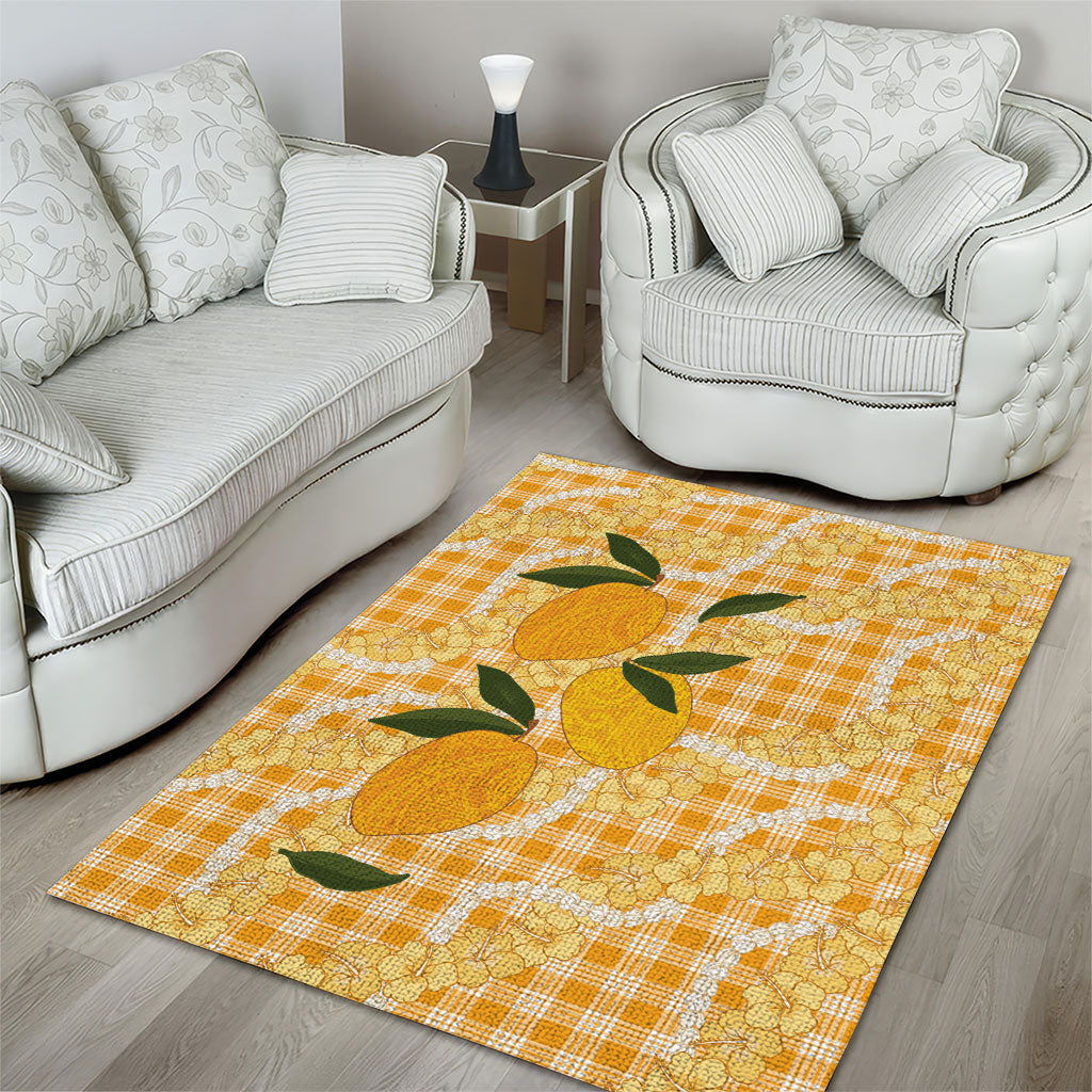Alani Hawaiian Mango Palaka Area Rug Aloha Hibiscus Pikake Lei LT9 - Polynesian Pride