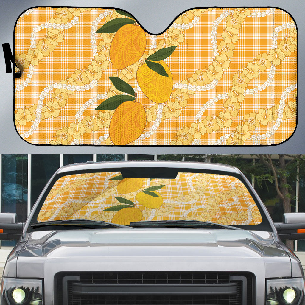 Alani Hawaiian Mango Palaka Auto Sun Shade Aloha Hibiscus Pikake Lei LT9 Orange - Polynesian Pride