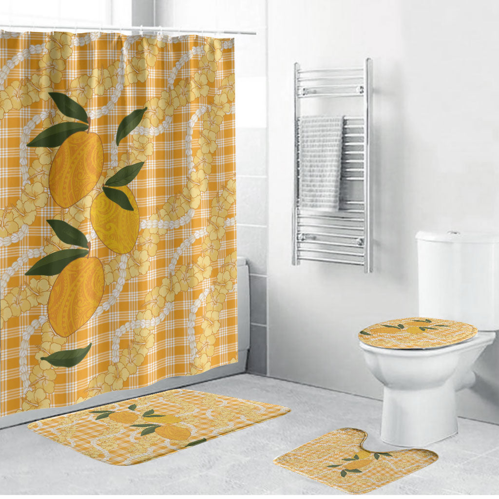 Alani Hawaiian Mango Palaka Bathroom Set Aloha Hibiscus Pikake Lei LT9 Bathroom Set (4 pcs) Orange - Polynesian Pride