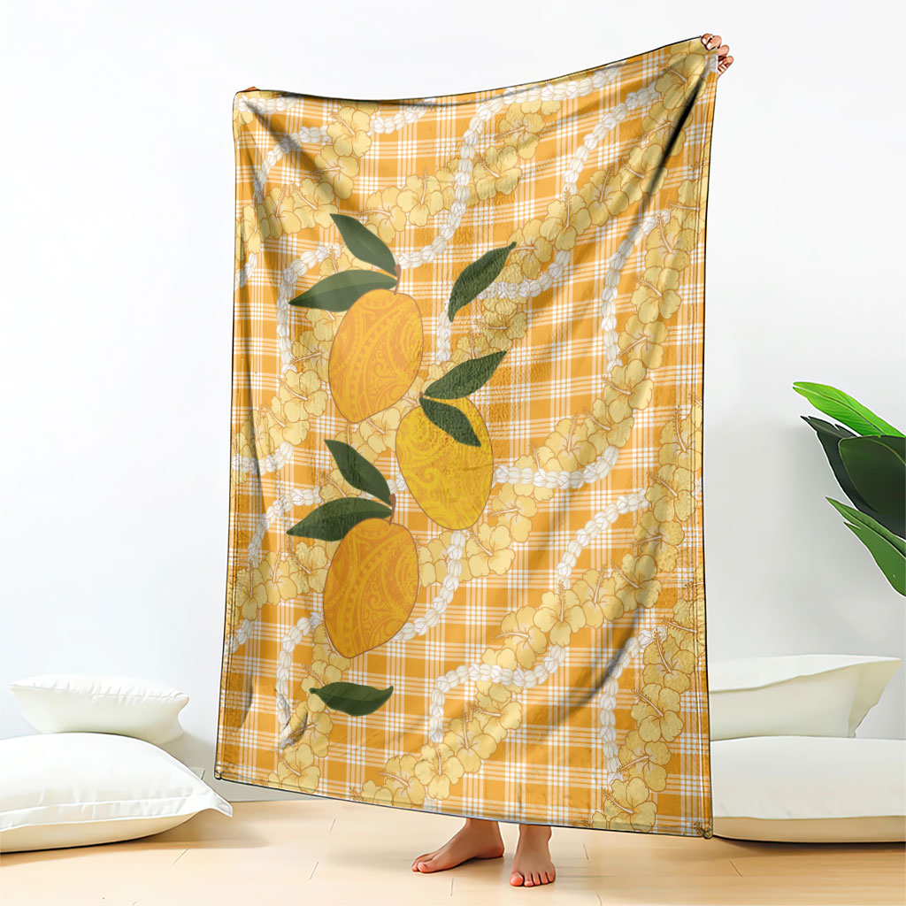 Alani Hawaiian Mango Palaka Blanket Aloha Hibiscus Pikake Lei LT9 - Polynesian Pride
