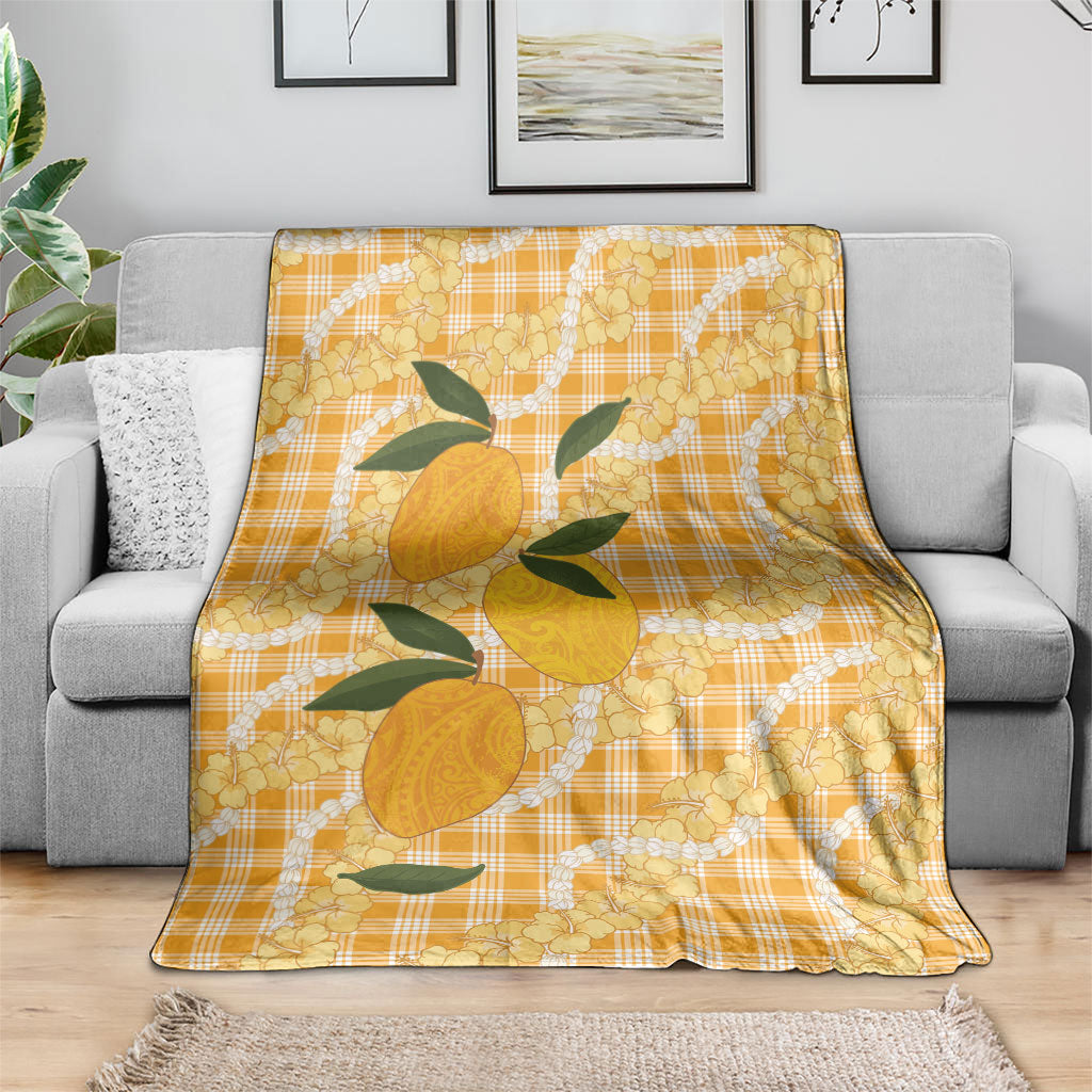 Alani Hawaiian Mango Palaka Blanket Aloha Hibiscus Pikake Lei LT9 - Polynesian Pride
