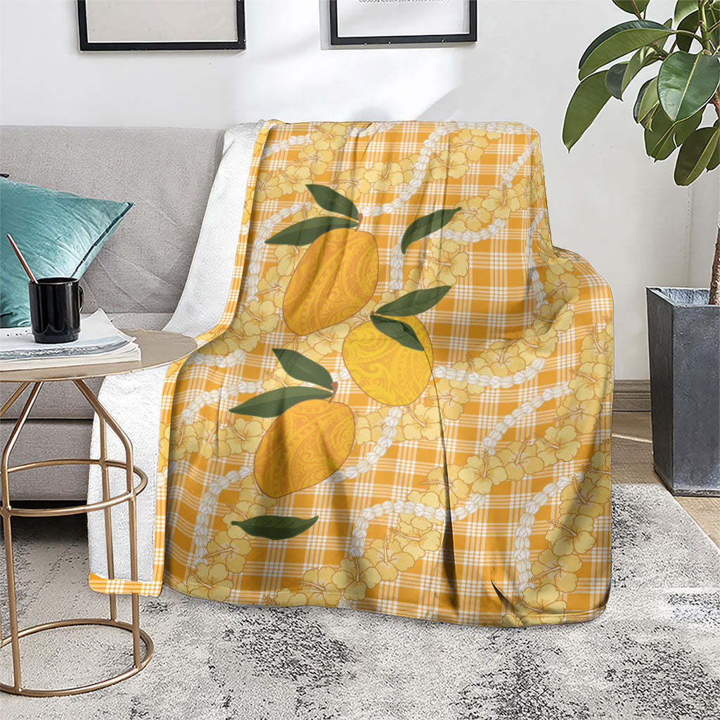 Alani Hawaiian Mango Palaka Blanket Aloha Hibiscus Pikake Lei LT9 - Polynesian Pride