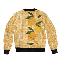 Alani Hawaiian Mango Palaka Bomber Jacket Aloha Hibiscus Pikake Lei LT9 - Polynesian Pride