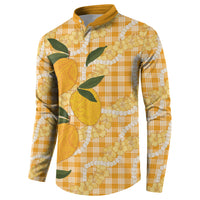 Alani Hawaiian Mango Palaka Button Sweatshirt Aloha Hibiscus Pikake Lei LT9 - Polynesian Pride