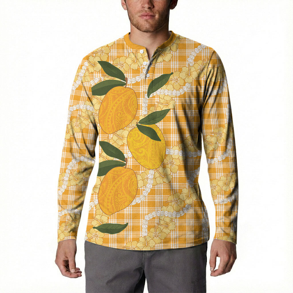 Alani Hawaiian Mango Palaka Button Sweatshirt Aloha Hibiscus Pikake Lei LT9 - Polynesian Pride