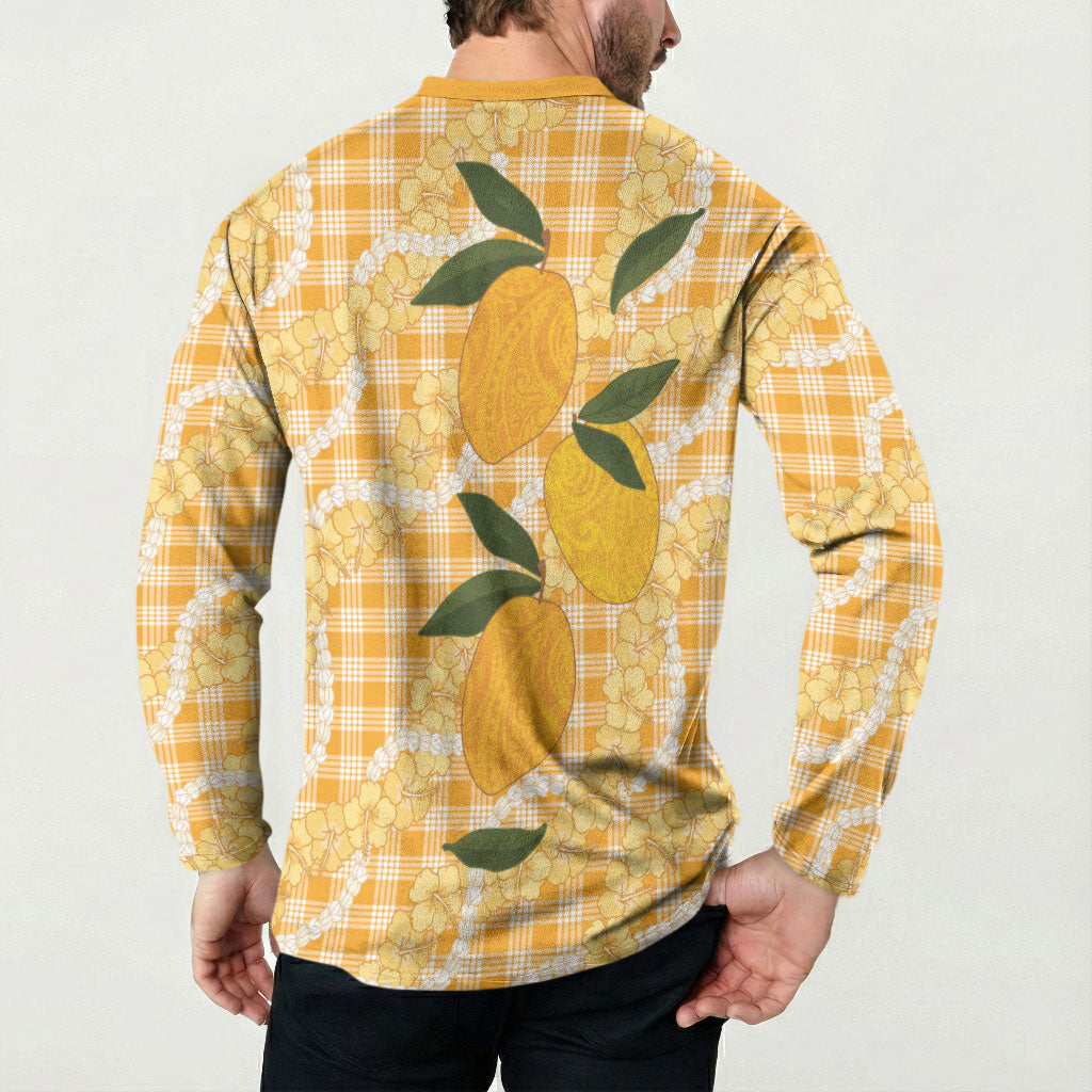 Alani Hawaiian Mango Palaka Button Sweatshirt Aloha Hibiscus Pikake Lei LT9 - Polynesian Pride