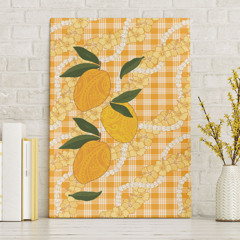 Alani Hawaiian Mango Palaka Canvas Wall Art Aloha Hibiscus Pikake Lei LT9 Without Frame Orange - Polynesian Pride