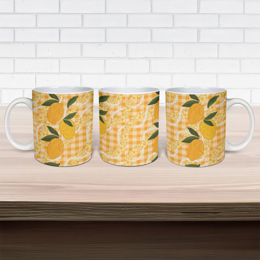 Alani Hawaiian Mango Palaka Ceramic Mug Aloha Hibiscus Pikake Lei LT9 - Polynesian Pride