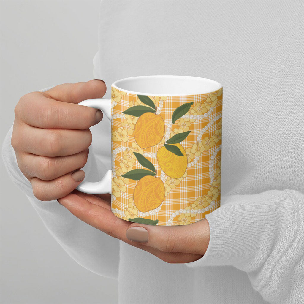 Alani Hawaiian Mango Palaka Ceramic Mug Aloha Hibiscus Pikake Lei LT9 - Polynesian Pride