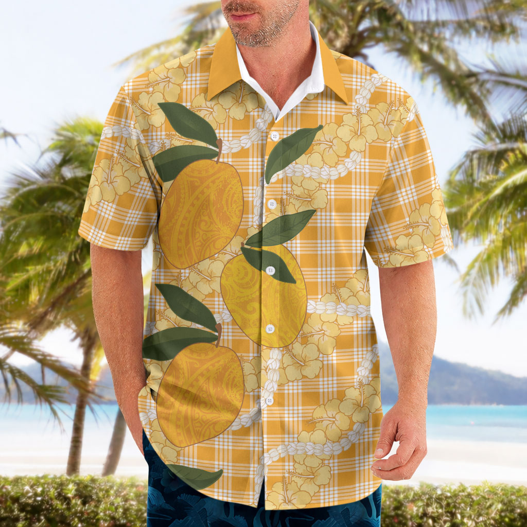 Alani Hawaiian Mango Palaka Hawaiian Shirt Aloha Hibiscus Pikake Lei LT9 - Polynesian Pride