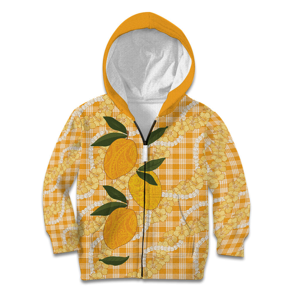 Alani Hawaiian Mango Palaka Kid Hoodie Aloha Hibiscus Pikake Lei LT9 Zip Hoodie Orange - Polynesian Pride