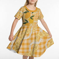 Alani Hawaiian Mango Palaka Kid Short Sleeve Dress Aloha Hibiscus Pikake Lei LT9 - Polynesian Pride