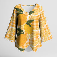 Alani Hawaiian Mango Palaka Kimono Sleeve Blouse Aloha Hibiscus Pikake Lei LT9 Female Orange - Polynesian Pride