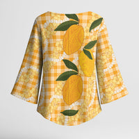 Alani Hawaiian Mango Palaka Kimono Sleeve Blouse Aloha Hibiscus Pikake Lei LT9 - Polynesian Pride