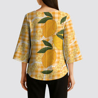 Alani Hawaiian Mango Palaka Kimono Sleeve Blouse Aloha Hibiscus Pikake Lei LT9 - Polynesian Pride