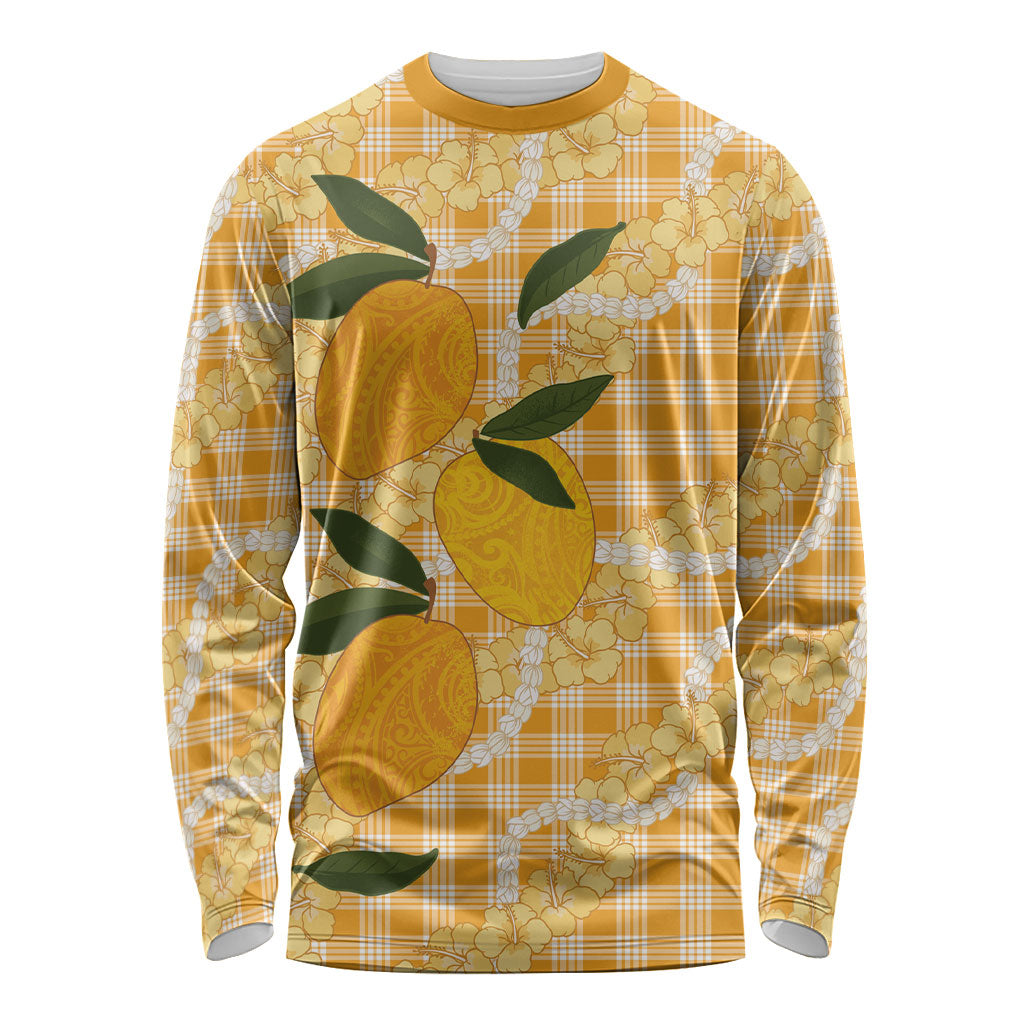 Alani Hawaiian Mango Palaka Long Sleeve Shirt Aloha Hibiscus Pikake Lei LT9 Unisex Orange - Polynesian Pride