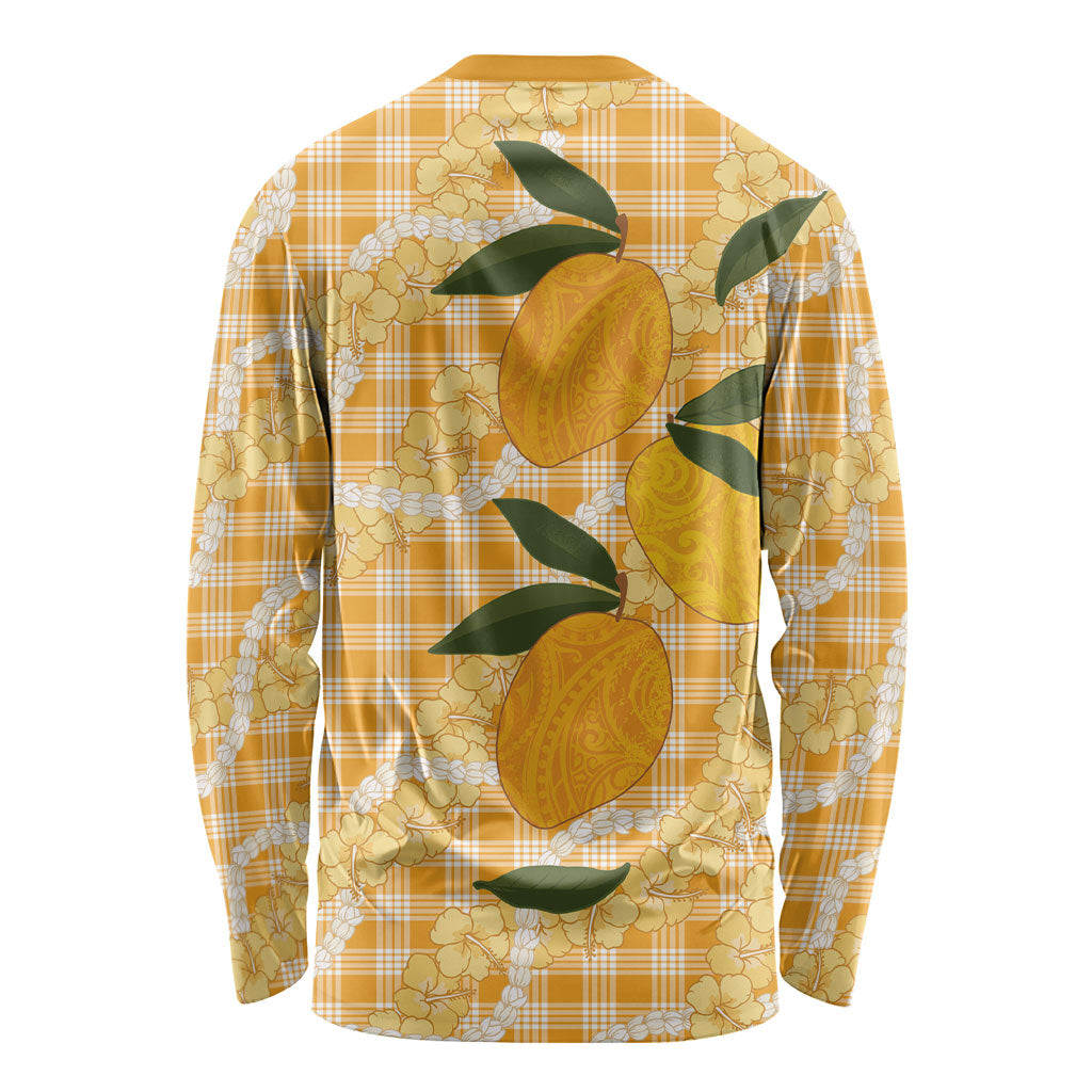 Alani Hawaiian Mango Palaka Long Sleeve Shirt Aloha Hibiscus Pikake Lei LT9 - Polynesian Pride