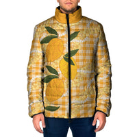 Alani Hawaiian Mango Palaka Padded Jacket Aloha Hibiscus Pikake Lei LT9 Men Orange - Polynesian Pride