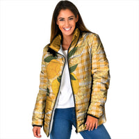 Alani Hawaiian Mango Palaka Padded Jacket Aloha Hibiscus Pikake Lei LT9 Women Orange - Polynesian Pride