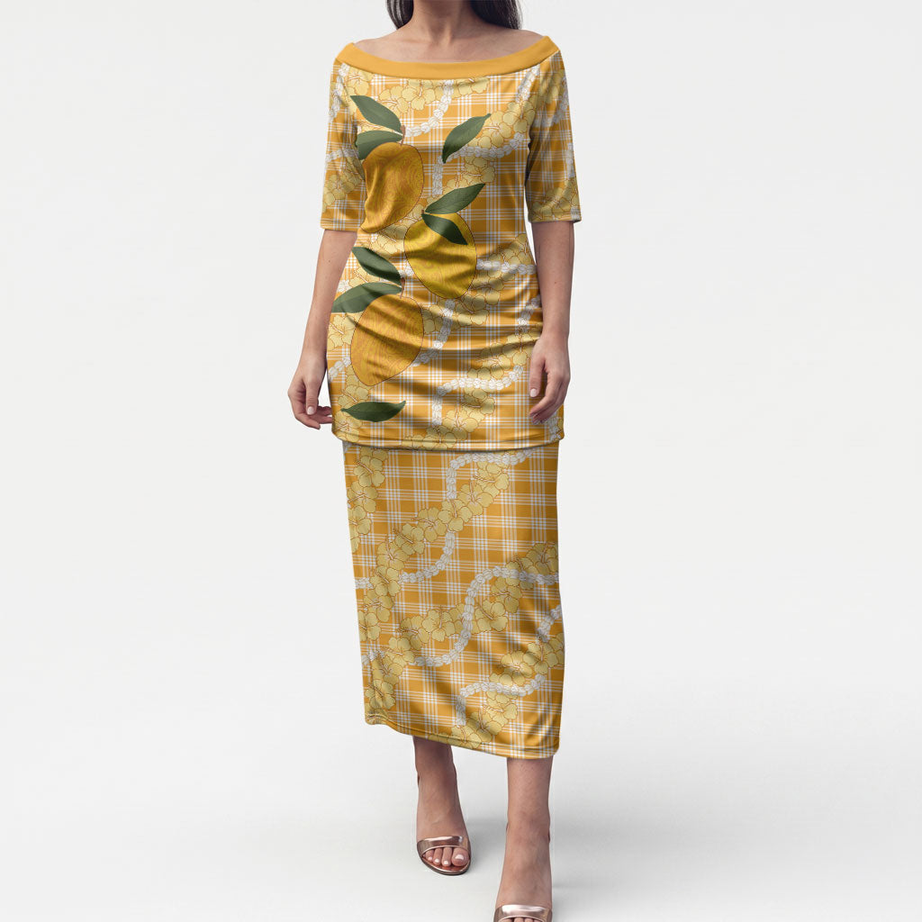 Alani Hawaiian Mango Palaka Puletasi Aloha Hibiscus Pikake Lei LT9 Long Dress Orange - Polynesian Pride