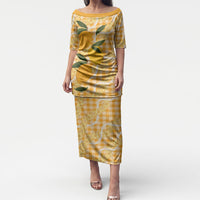 Alani Hawaiian Mango Palaka Puletasi Aloha Hibiscus Pikake Lei LT9 Long Dress Orange - Polynesian Pride