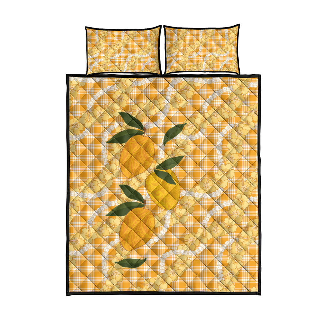 Alani Hawaiian Mango Palaka Quilt Bed Set Aloha Hibiscus Pikake Lei LT9 - Polynesian Pride