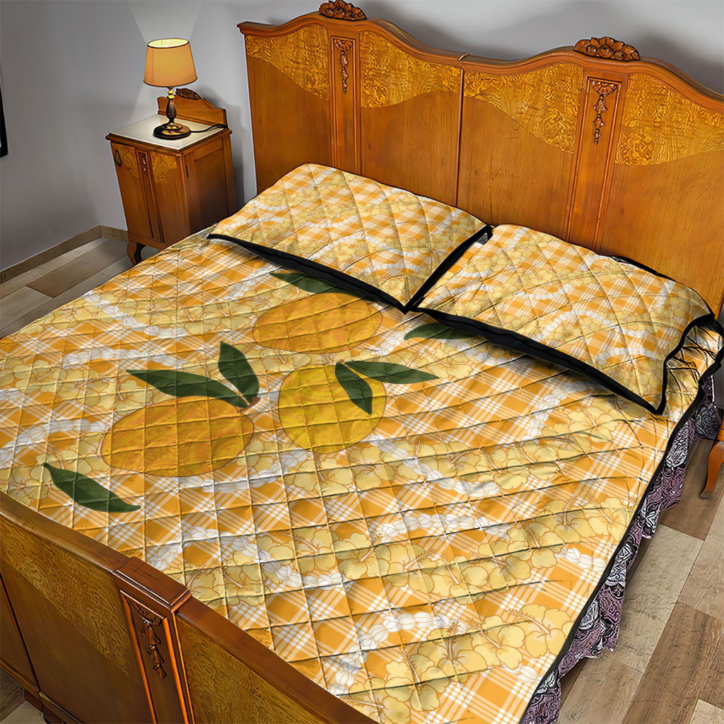 Alani Hawaiian Mango Palaka Quilt Bed Set Aloha Hibiscus Pikake Lei LT9 - Polynesian Pride