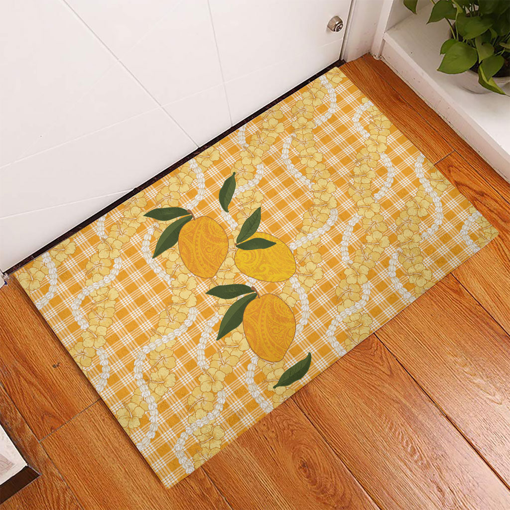Alani Hawaiian Mango Palaka Rubber Doormat Aloha Hibiscus Pikake Lei LT9 - Polynesian Pride