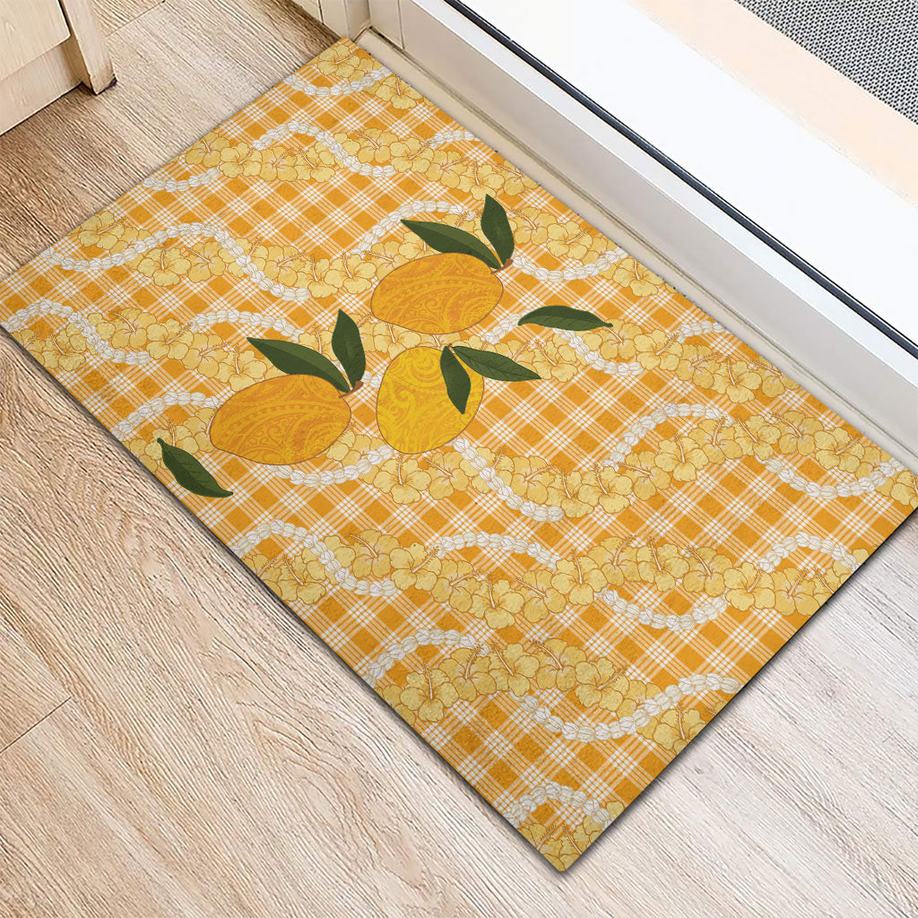 Alani Hawaiian Mango Palaka Rubber Doormat Aloha Hibiscus Pikake Lei LT9 - Polynesian Pride