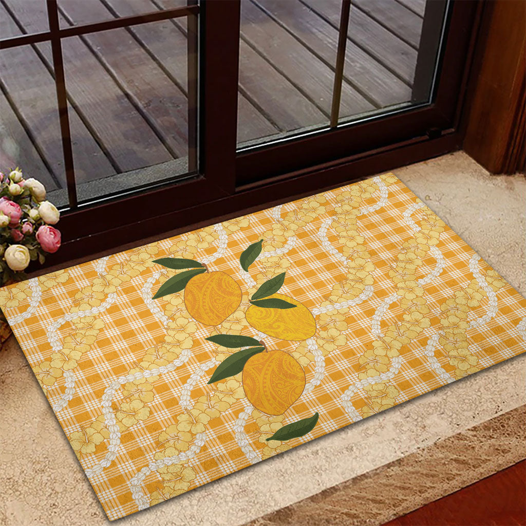 Alani Hawaiian Mango Palaka Rubber Doormat Aloha Hibiscus Pikake Lei LT9 - Polynesian Pride