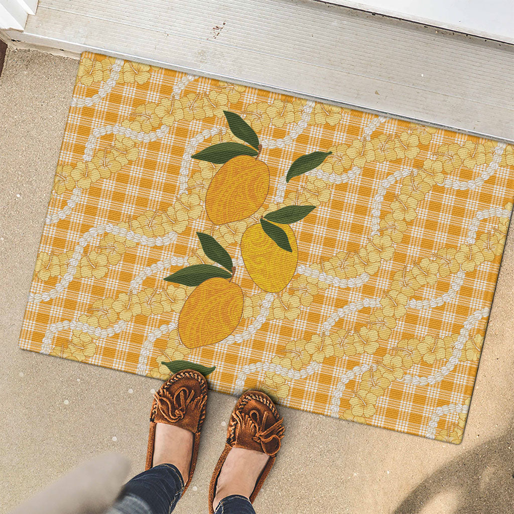 Alani Hawaiian Mango Palaka Rubber Doormat Aloha Hibiscus Pikake Lei LT9 - Polynesian Pride