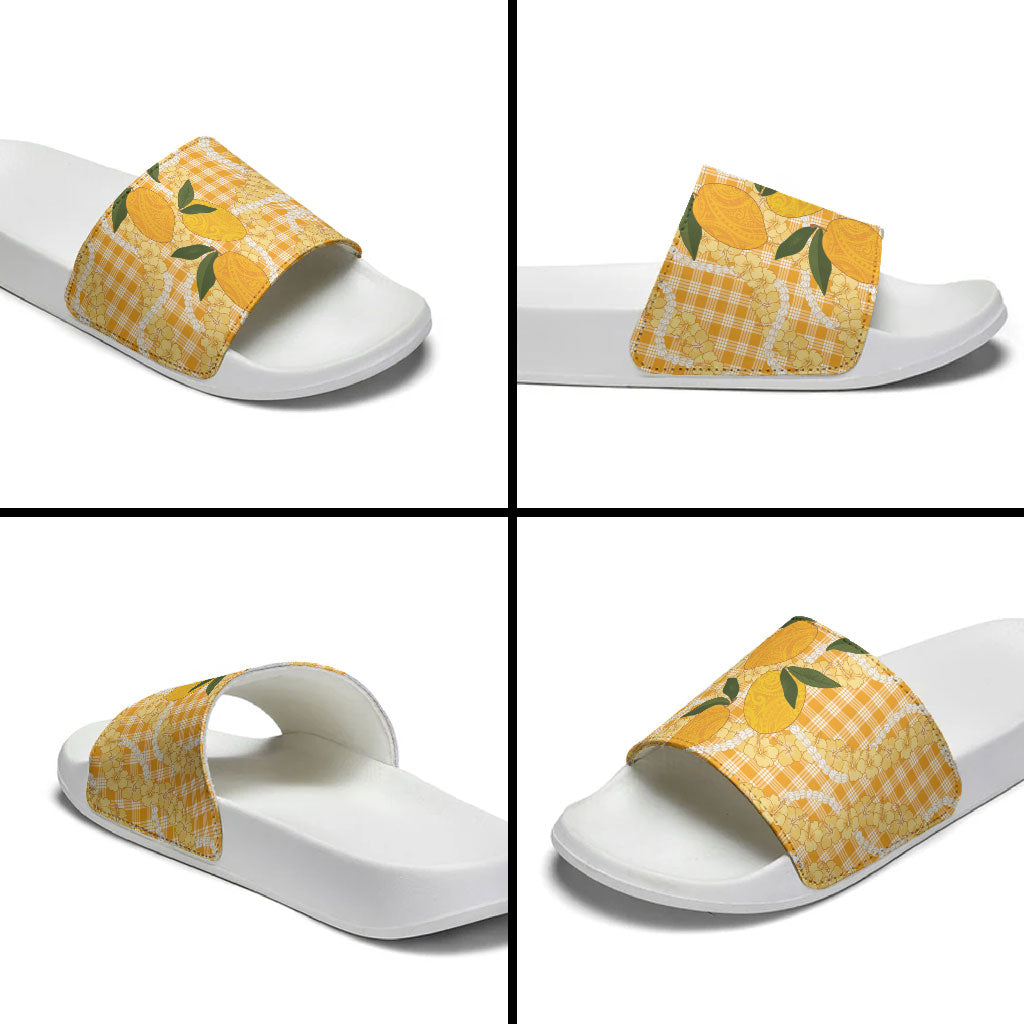 Alani Hawaiian Mango Palaka Slide Sandals Aloha Hibiscus Pikake Lei LT9 - Polynesian Pride