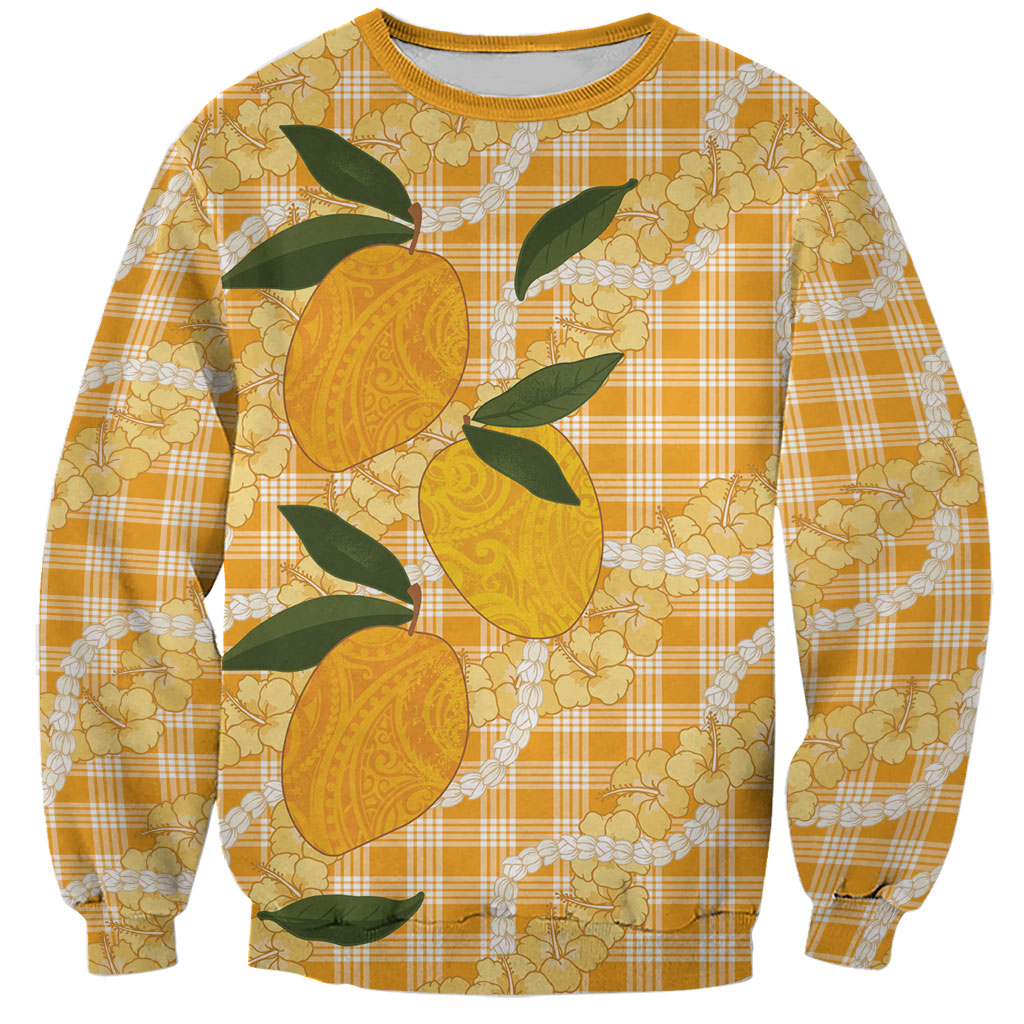 Alani Hawaiian Mango Palaka Sweatshirt Aloha Hibiscus Pikake Lei LT9 Unisex Orange - Polynesian Pride