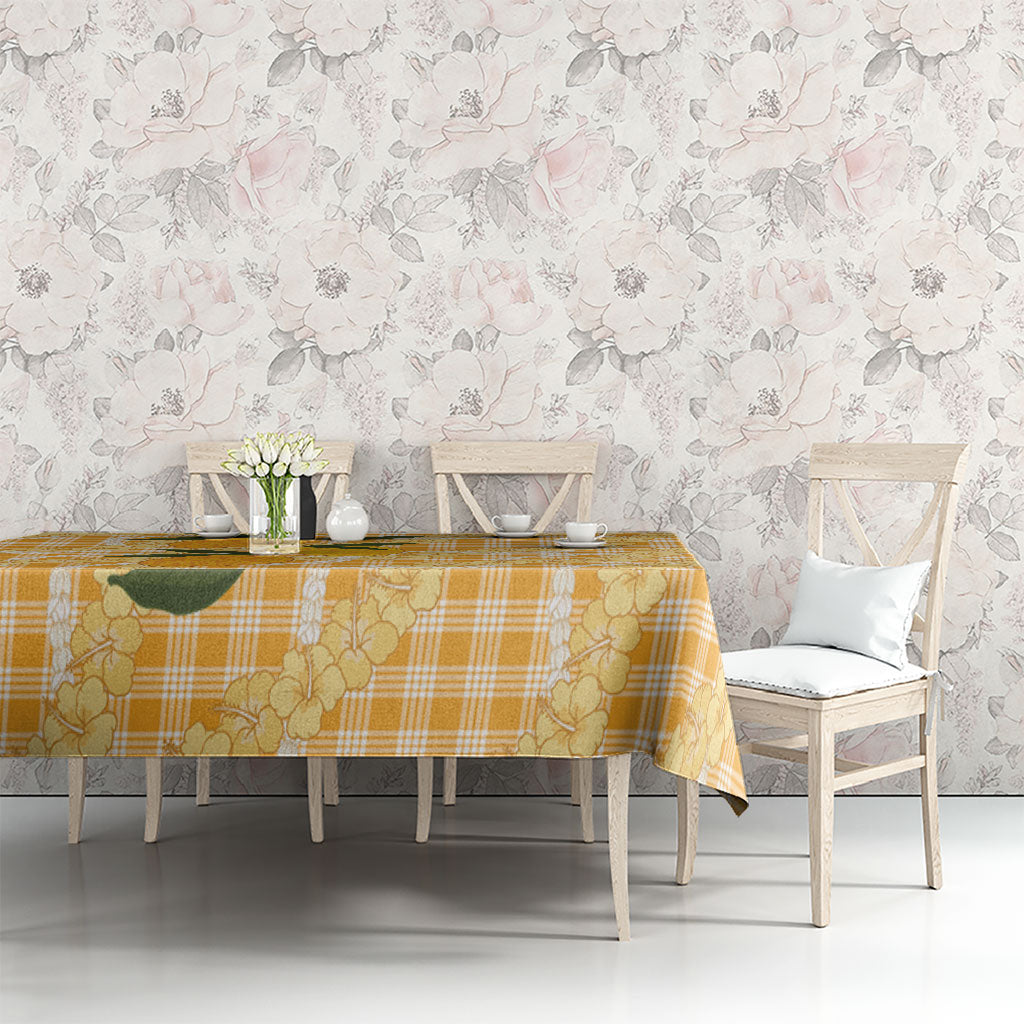 Alani Hawaiian Mango Palaka Tablecloth Aloha Hibiscus Pikake Lei LT9 - Polynesian Pride