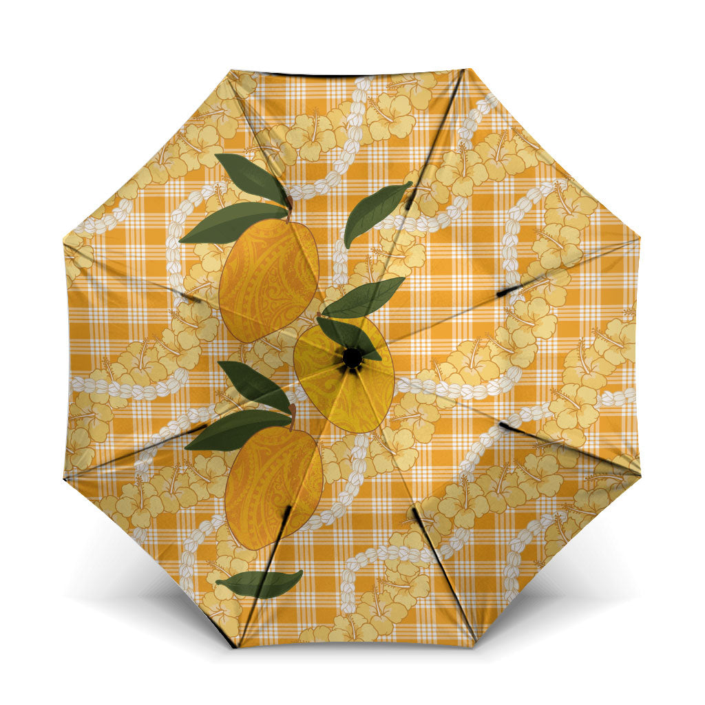 Alani Hawaiian Mango Palaka Umbrella Aloha Hibiscus Pikake Lei LT9 One Size Folded 11.42 inch Opened Diameter 37.4 inch Orange - Polynesian Pride