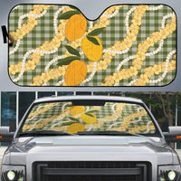 Uliuli Ahiahia Hawaiian Mango Palaka Auto Sun Shade Aloha Hibiscus Pikake Lei LT9 Sage Green - Polynesian Pride
