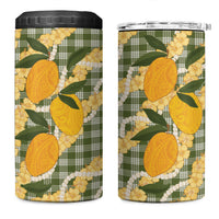 Uliuli Ahiahia Hawaiian Mango Palaka 4 in 1 Can Cooler Tumbler Aloha Hibiscus Pikake Lei LT9 One Size: 16 oz Sage Green - Polynesian Pride
