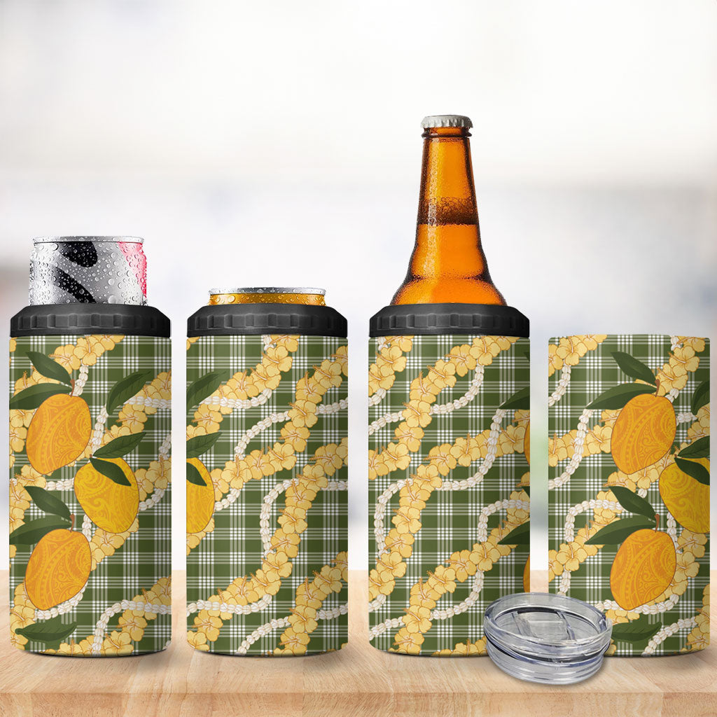 Uliuli Ahiahia Hawaiian Mango Palaka 4 in 1 Can Cooler Tumbler Aloha Hibiscus Pikake Lei LT9 - Polynesian Pride