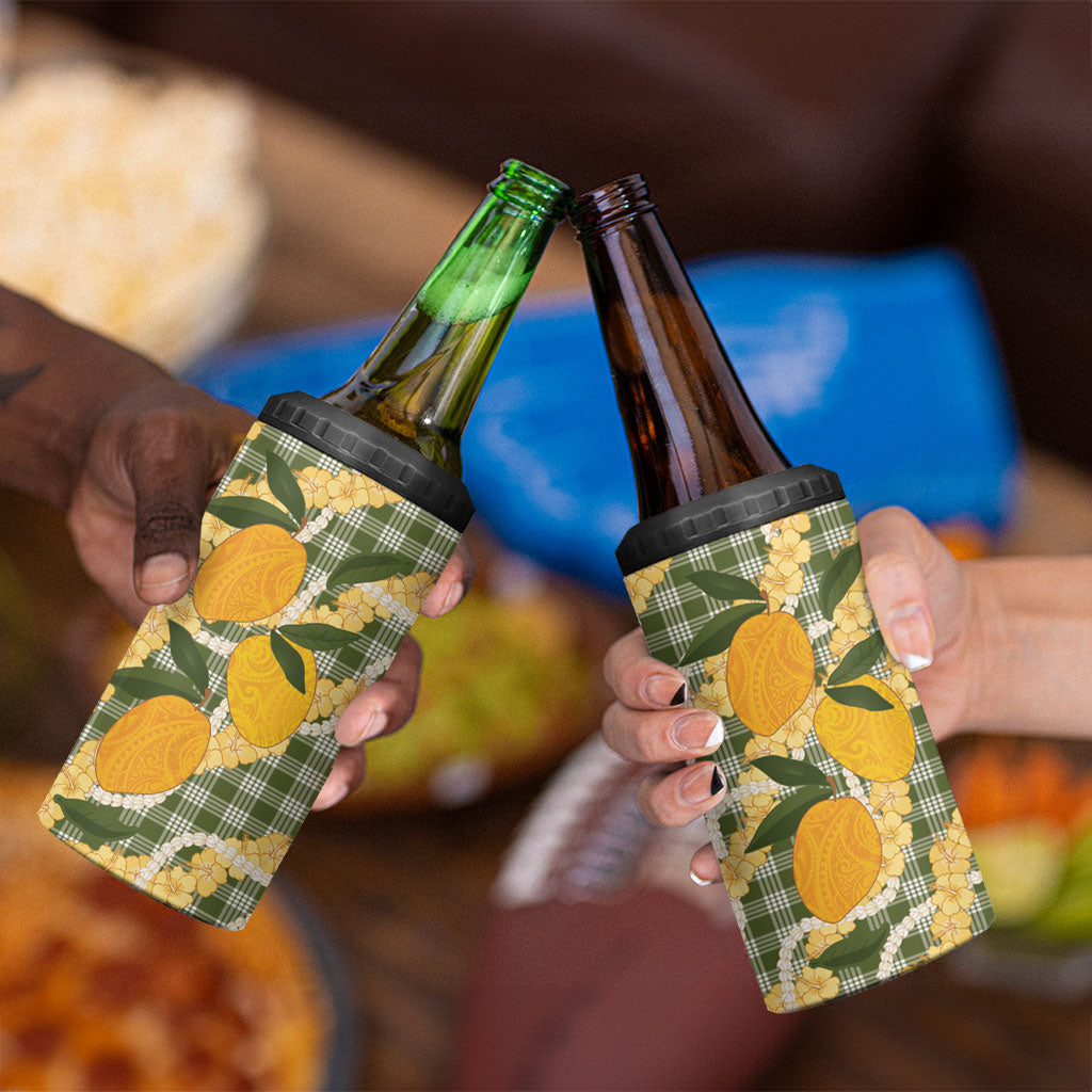 Uliuli Ahiahia Hawaiian Mango Palaka 4 in 1 Can Cooler Tumbler Aloha Hibiscus Pikake Lei LT9 - Polynesian Pride