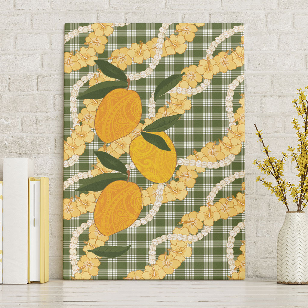 Uliuli Ahiahia Hawaiian Mango Palaka Canvas Wall Art Aloha Hibiscus Pikake Lei LT9 Without Frame Sage Green - Polynesian Pride